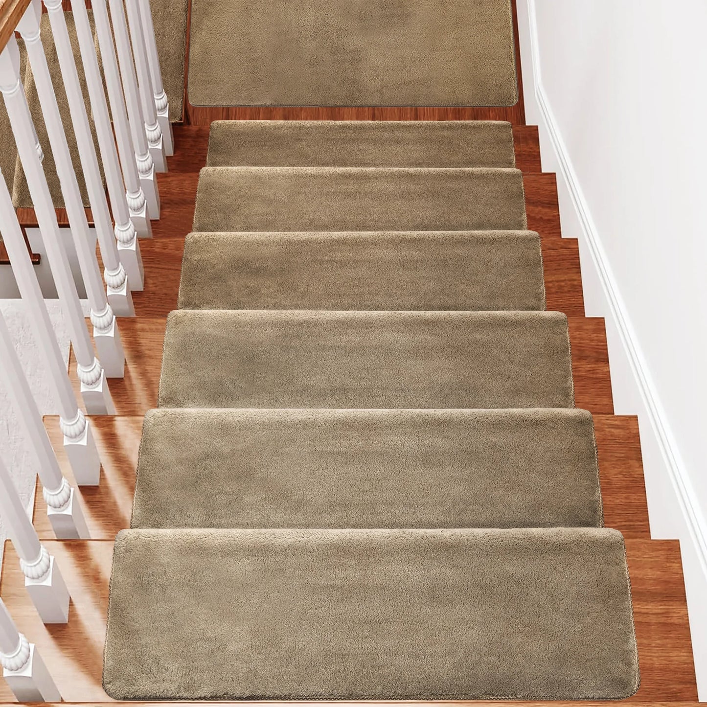 NONECN Bullnose Non Slip Stair Treads Plush Peel Stick Mats
