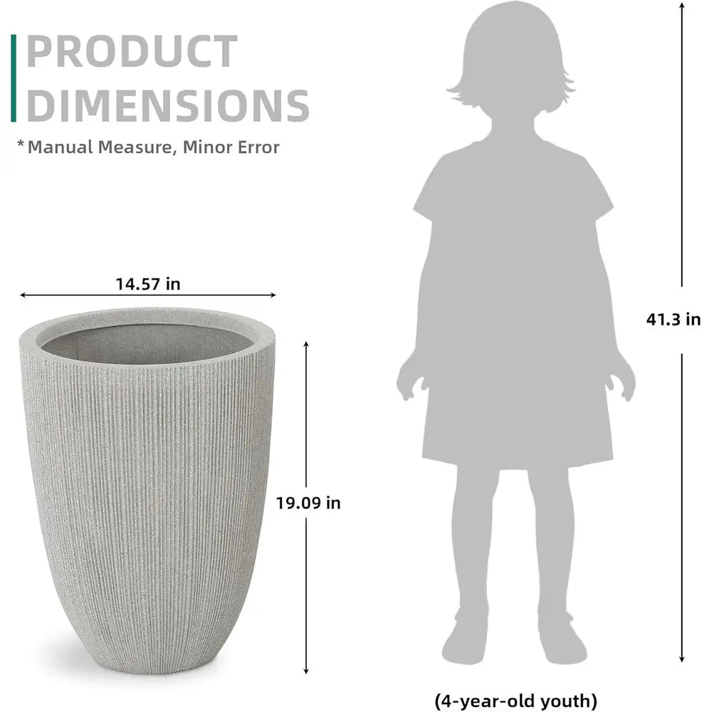 Round Outdoor Planter Set Of 2 Weatherproof With Drainage Hole