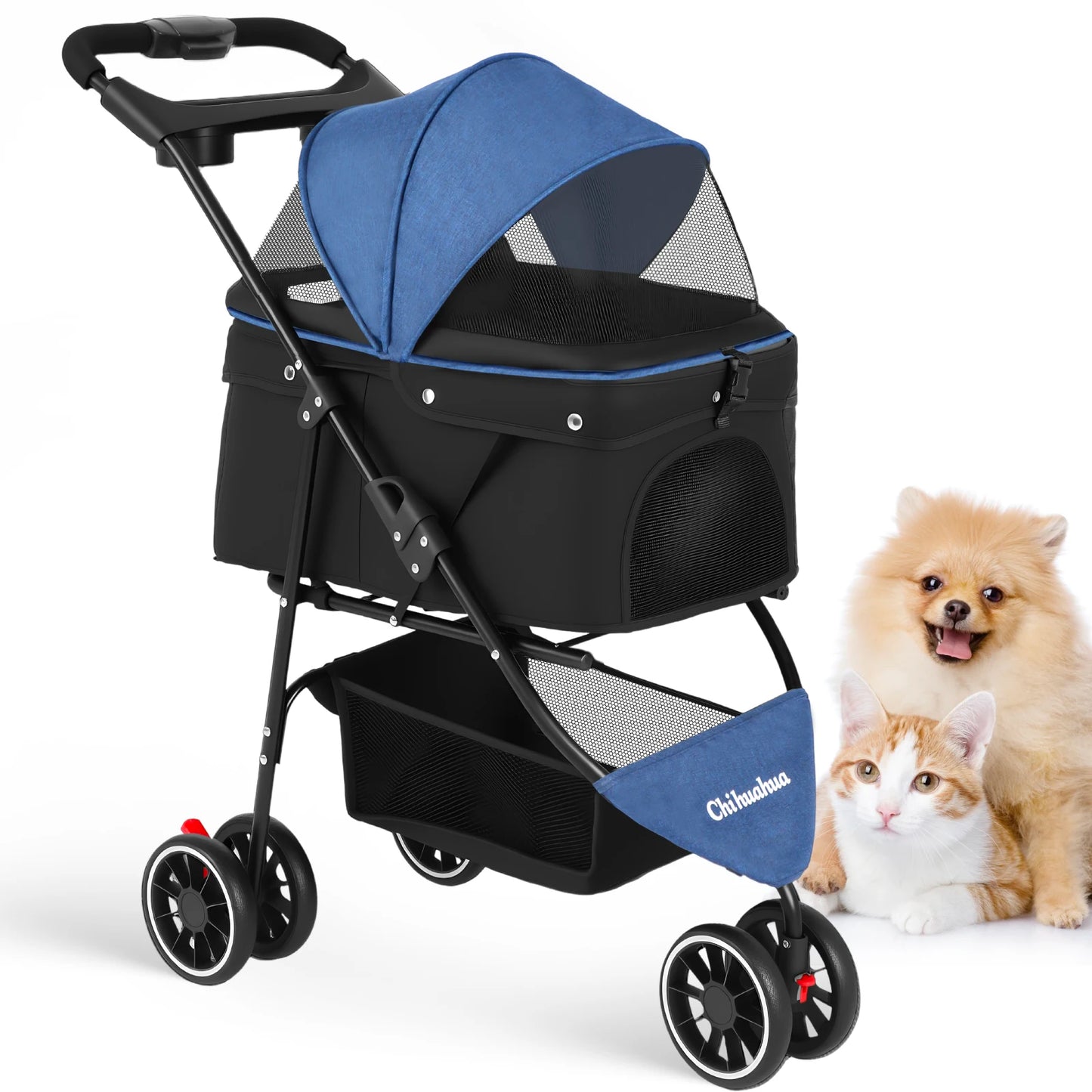 CHIHUAHUA Pet Stroller For Small Dogs And Cats Foldable Travel Carrier