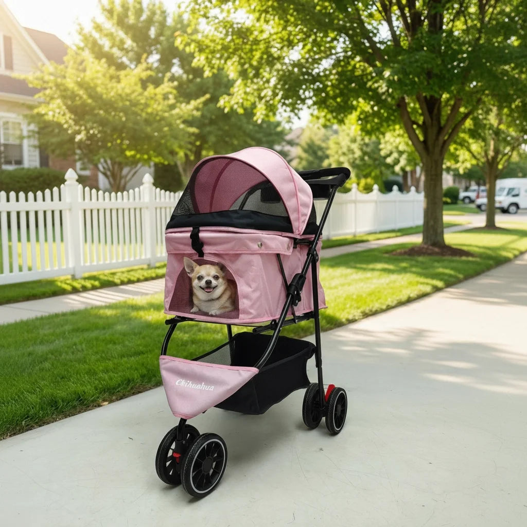 CHIHUAHUA Pet Stroller For Small Dogs And Cats Foldable Travel Carrier
