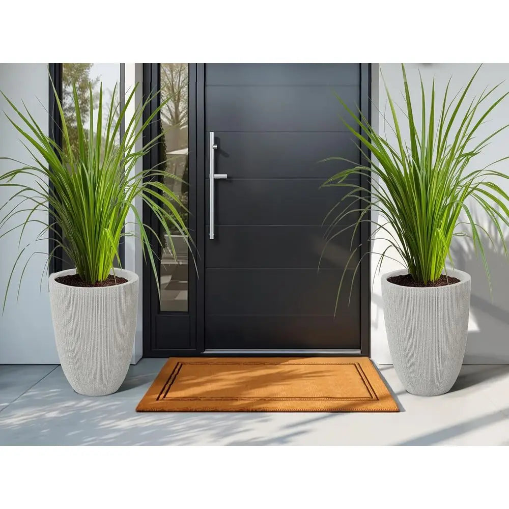 Round Outdoor Planter Set Of 2 Weatherproof With Drainage Hole