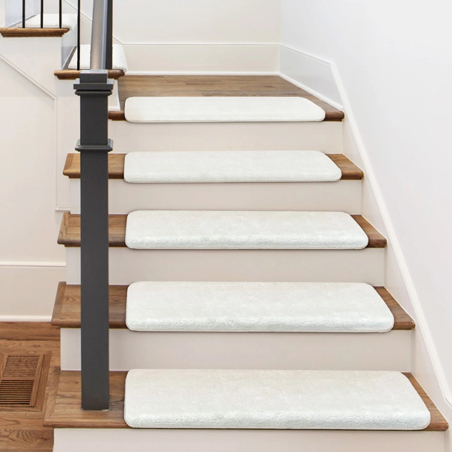 NONECN Bullnose Non Slip Stair Treads Plush Peel Stick Mats