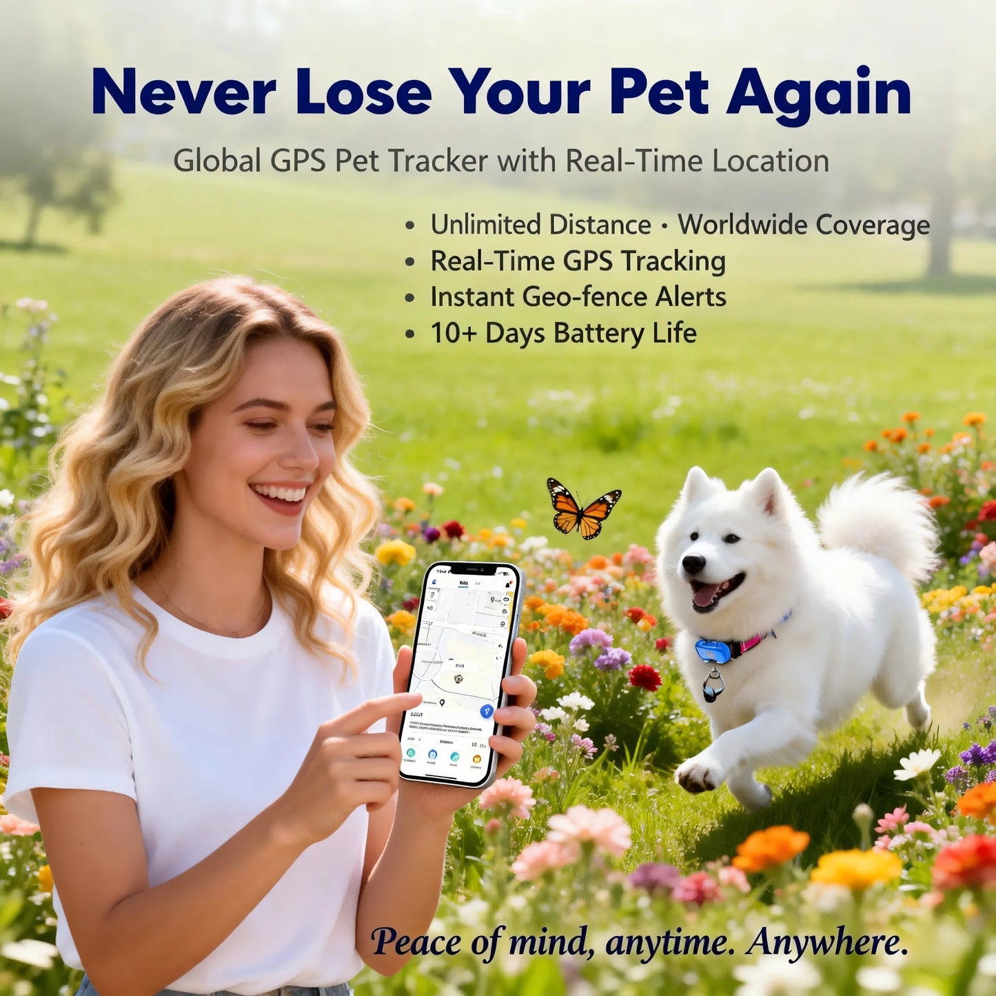 WANWAYTECH GPS Pet Tracker for Pets Real Time Tracking